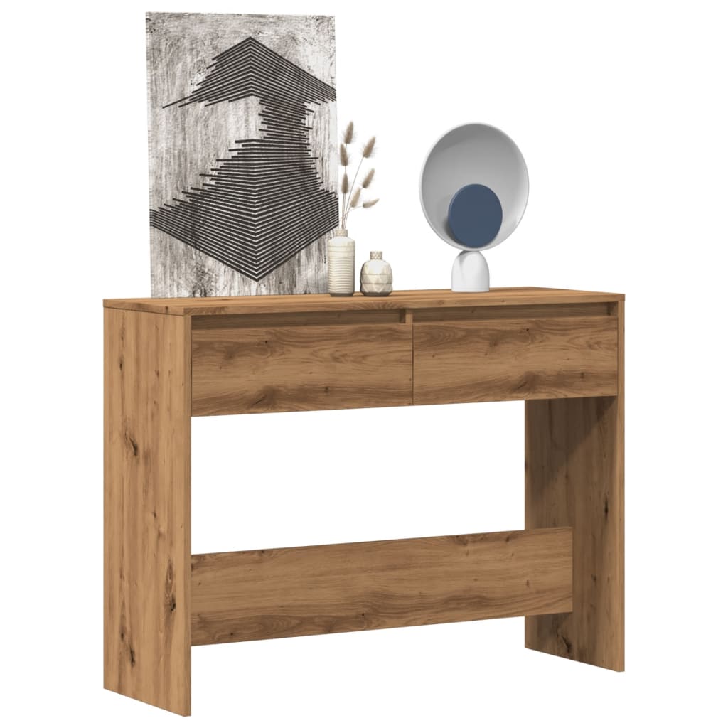 vidaXL Mesa consola madera ingeniería roble artesanal 100x35x76,5 cm en color Roble artisan/Madera antigua | estructura resistente ideal para salón dormitorio o estudio
