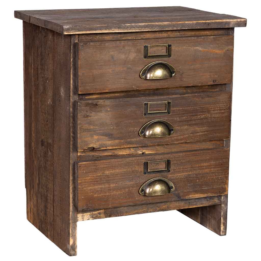 Wonderlust Deco - Mesita de 3 cajones de madera 40x31x46,5h cm Marrón 40x31x46,5h cm