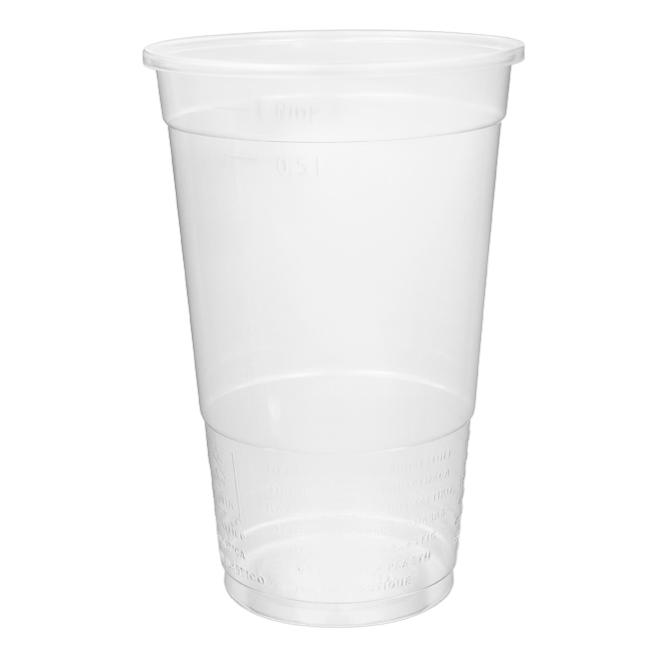 MONOUSO | Vaso de Plástico PP Reutilizable Transparente 600ml Ø9,4cm (50 Uds)