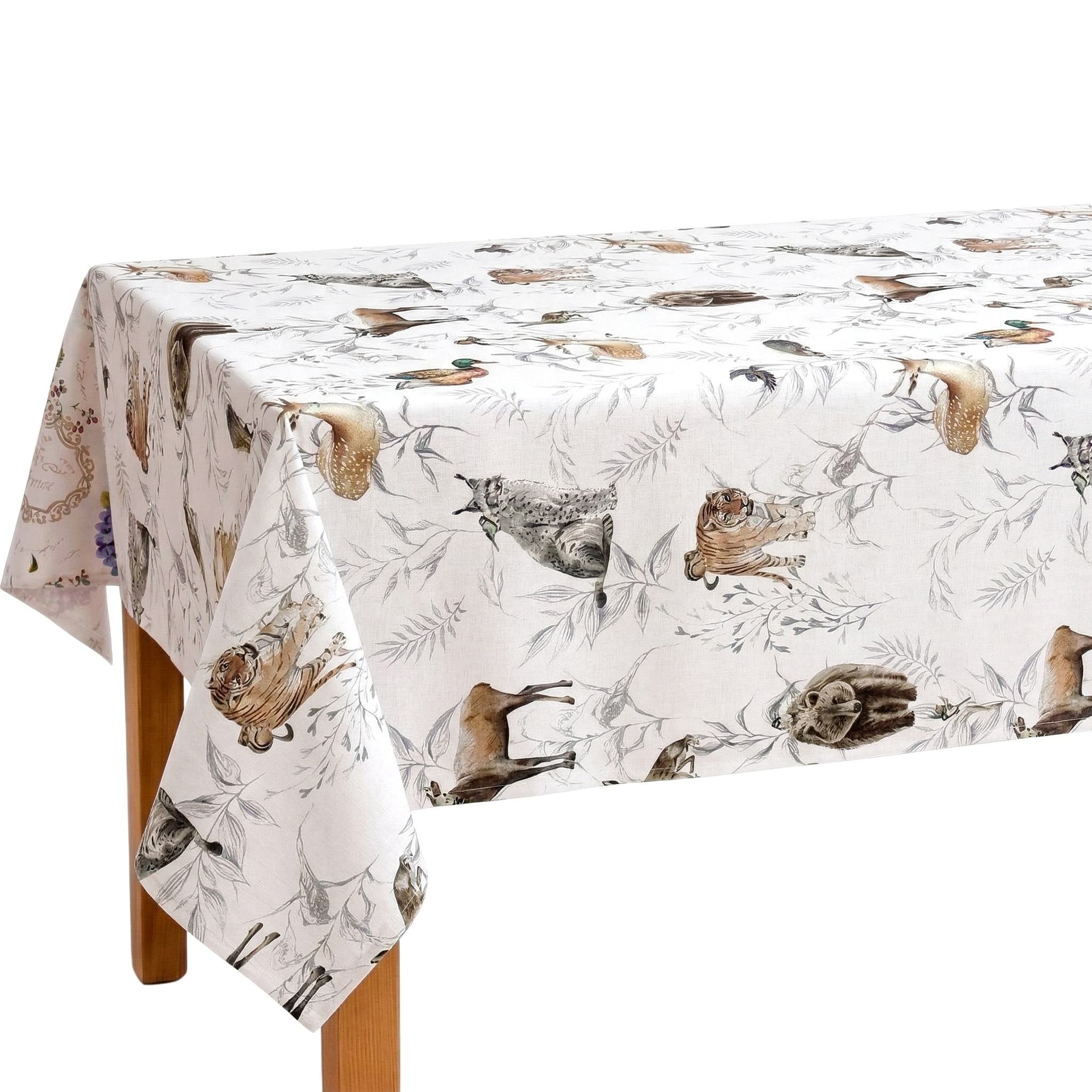 Mantel de Tela con Estampado de Animales Silvestres, Impermeable y Antimancha, para Comedor, Cocina, Fiestas y Decoración del Hogar