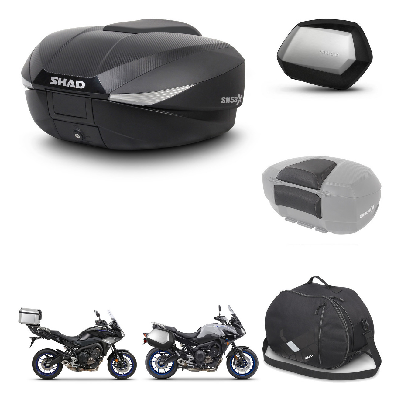 Maletas Laterales + Baul Trasero + Accesorios + Herraje 3P + Herraje Montaje Sh58x Sc Sh35 Premium KIT-260746