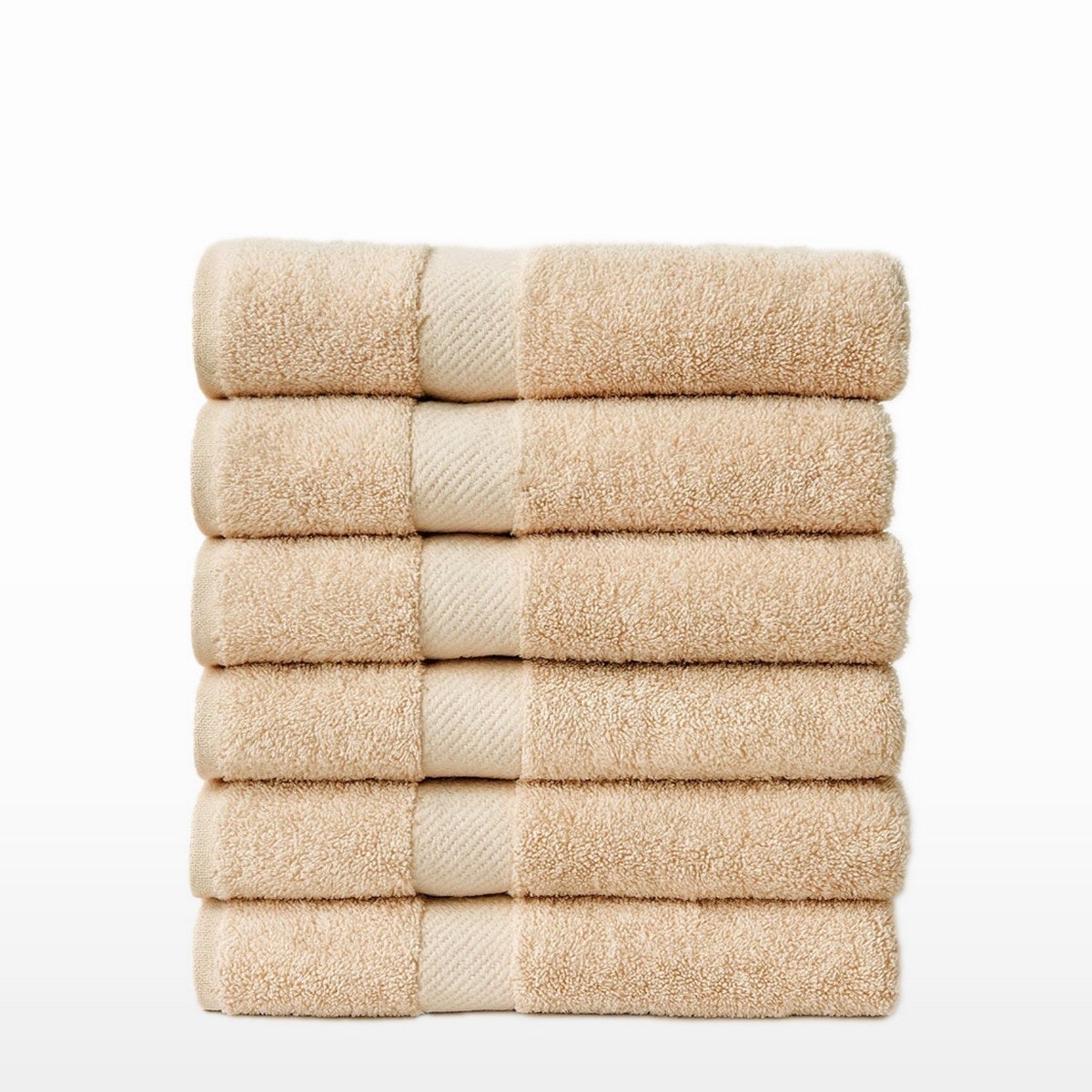 Juego 6 toallas de ducha grandes beige 100% algodón 550 gr/m2 150x100 cm Tejido suave de gran gramaje con alta absorción. Aptas para lavadora, de uso diario. CasaSelección