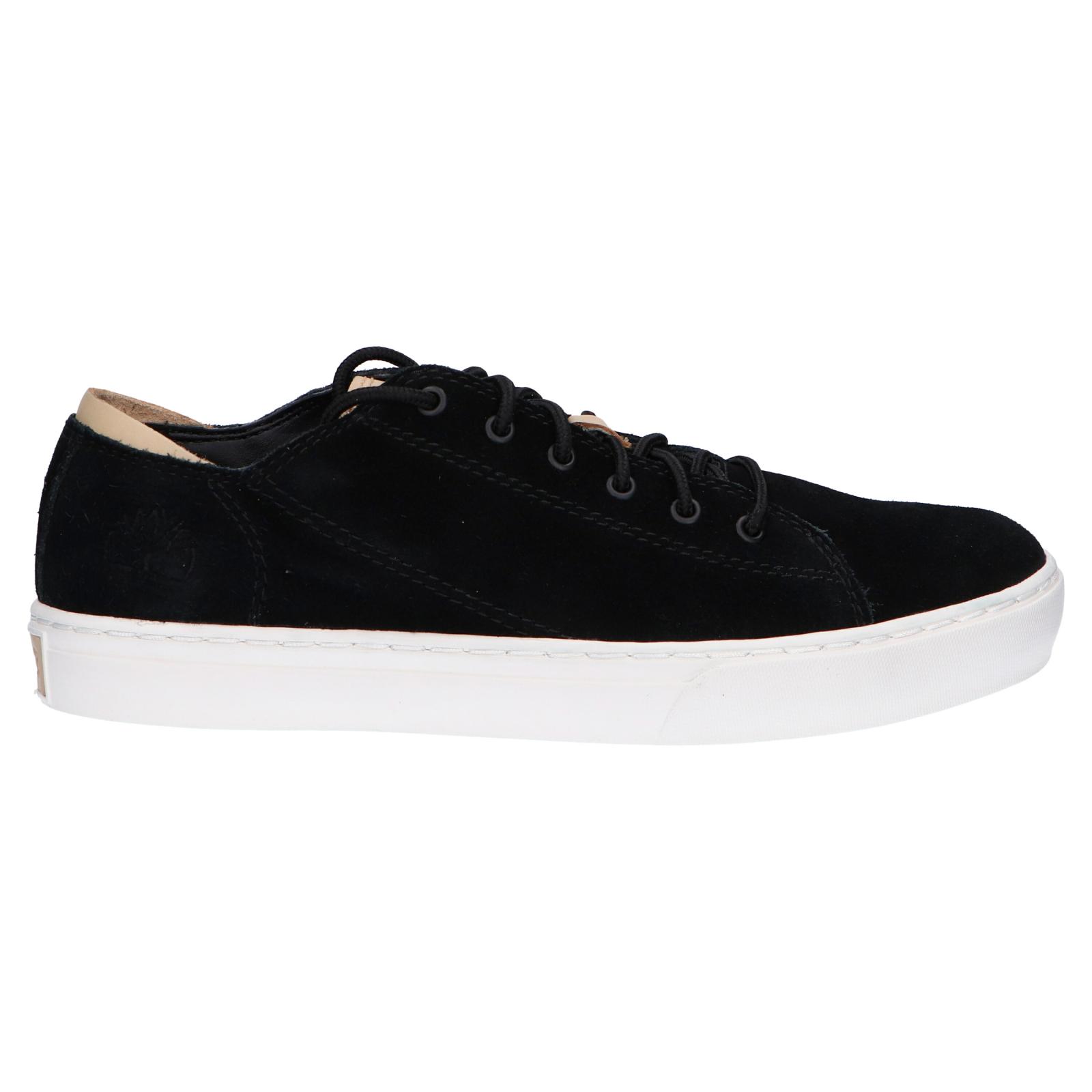 Timberland Men's Sneakers in Jet Black - Stylish leather sports shoes with padded insole for comfort, anti-slip flexible sole for safety, ideal for outdoor and casual wear, perfect for active men seeking both style and functionality.
