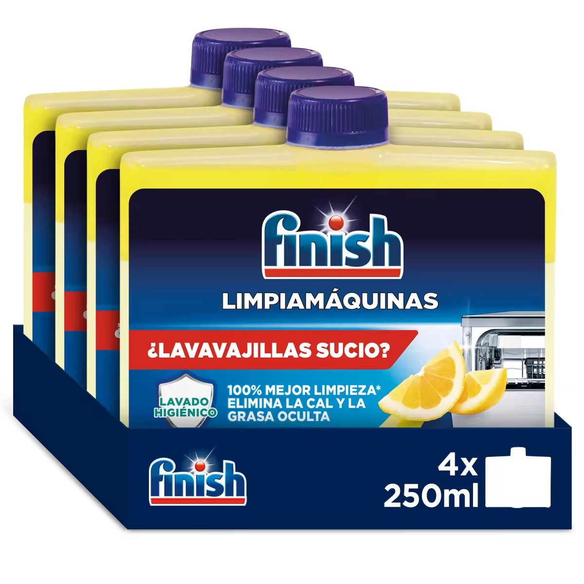 Finish LIMPIAMÁQUINAS LIMÓN Limpieza Profunda para el Lavavajillas,Elimina Cal y Grasa Oculta, Aroma Limón, Profesional