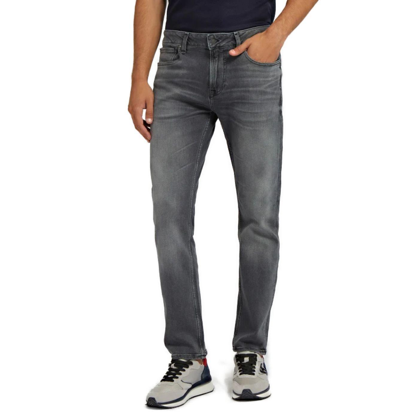 Guess Vaquero Angels Gris para Hombre -b, Corte Slim, Cinco Bolsillos