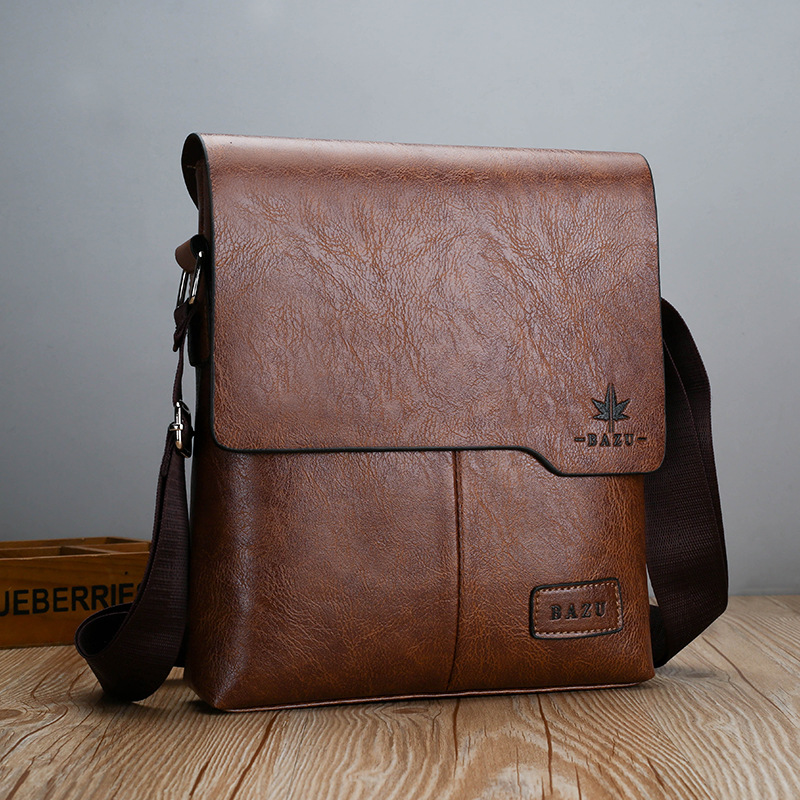 TK Bolso De Hombro De Cuero Para Hombres Estilo Vintage Lujo Marrón Y Negro Bolso De Mano Negocios Cruzado Con Bolsillo Lateral