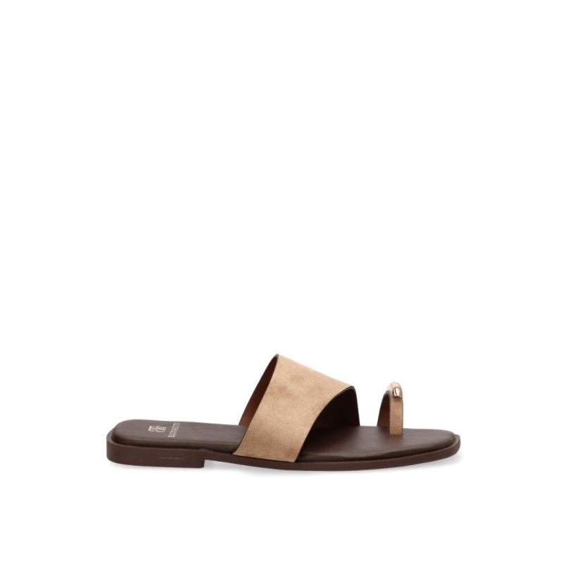 Sandalia Buonarotti - Mujer - Suela Plana - Modelo Cf-5817 - Color Kakhi