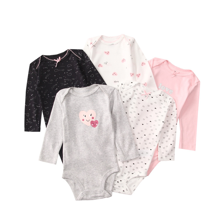 TK Ropa para niños, nueva primavera y otoño, mono triangular de manga larga para bebés, ropa para gatear, mono de bebé de cinco piezas