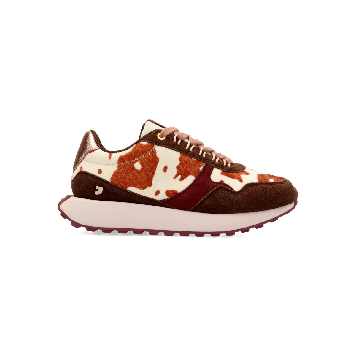 GIOSEPPO - Zapatillas sneakers estampado animal vaca para mujer, de piel serraje con plantilla acolchada y suela de caucho, estilo casual urbano