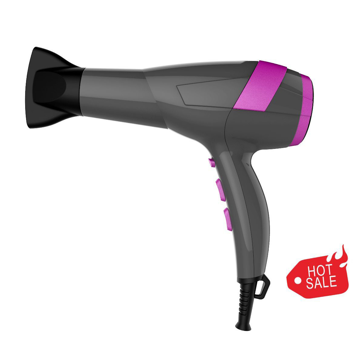 PRITECH Secador de pelo Profesional 2000W con Aire Caliente y Frio 2 Nivel de Fuerzas con Motor Poderosa Pro, Hair Dryer de alta Potencia Para un Secado Rapido Con un Boquilla Difusor Concentradora, Diseño Elegante. Filtro Extraible, longitud de cable 2m