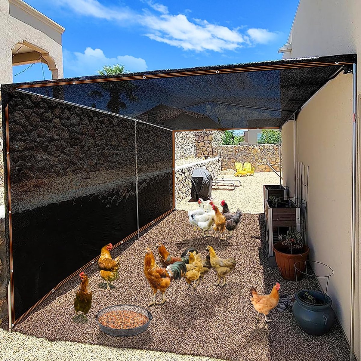 Malla de sombra negra de 3x3 m - Malla de protección solar gruesa y reforzada - Malla de sombra resistente a los rayos UV para jardín, balcón y coche - Con ojales - Malla de protección duradera para plantas
