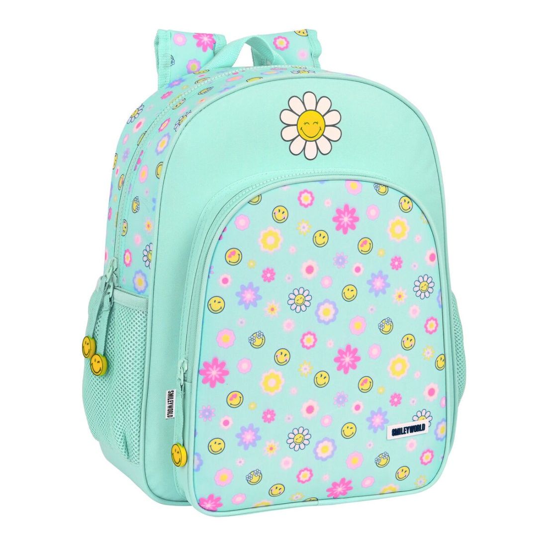 Mochila escolar Smile World Summer Fun | SAFTA - Mochila junior, 38 cm, color verde agua, adaptable a carro // Ref: 3052341