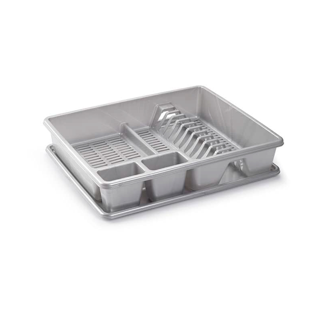 Escurreplatos Rectangular Gris Resistente PP5 Gran Capacidad y Ligero - PlasticForte - Envío Rápido y Gratis