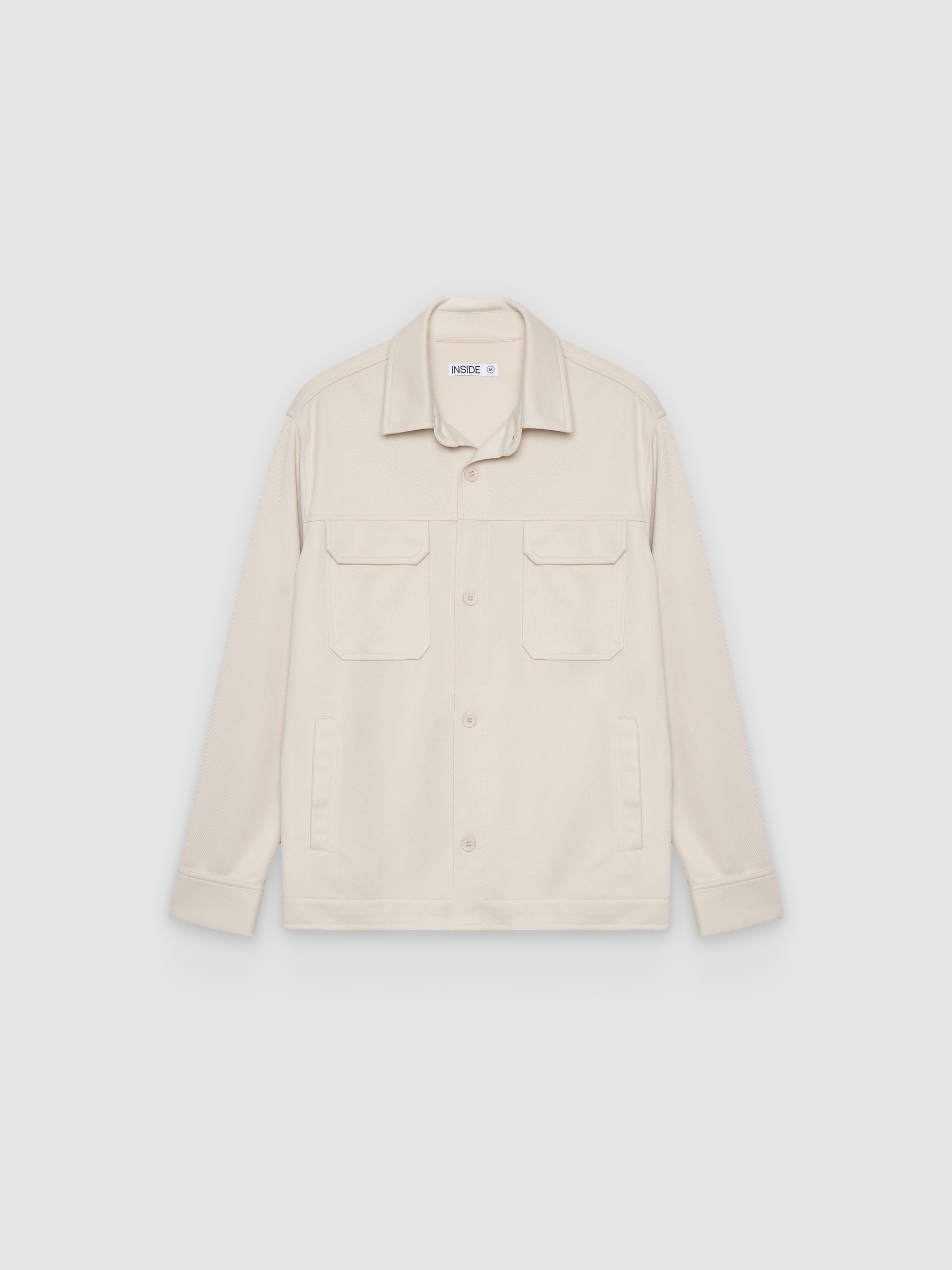 Sobrecamisa de algodón lisa, cuello clásico, botones, manga larga y bolsillos de parche corte regular INSIDE
