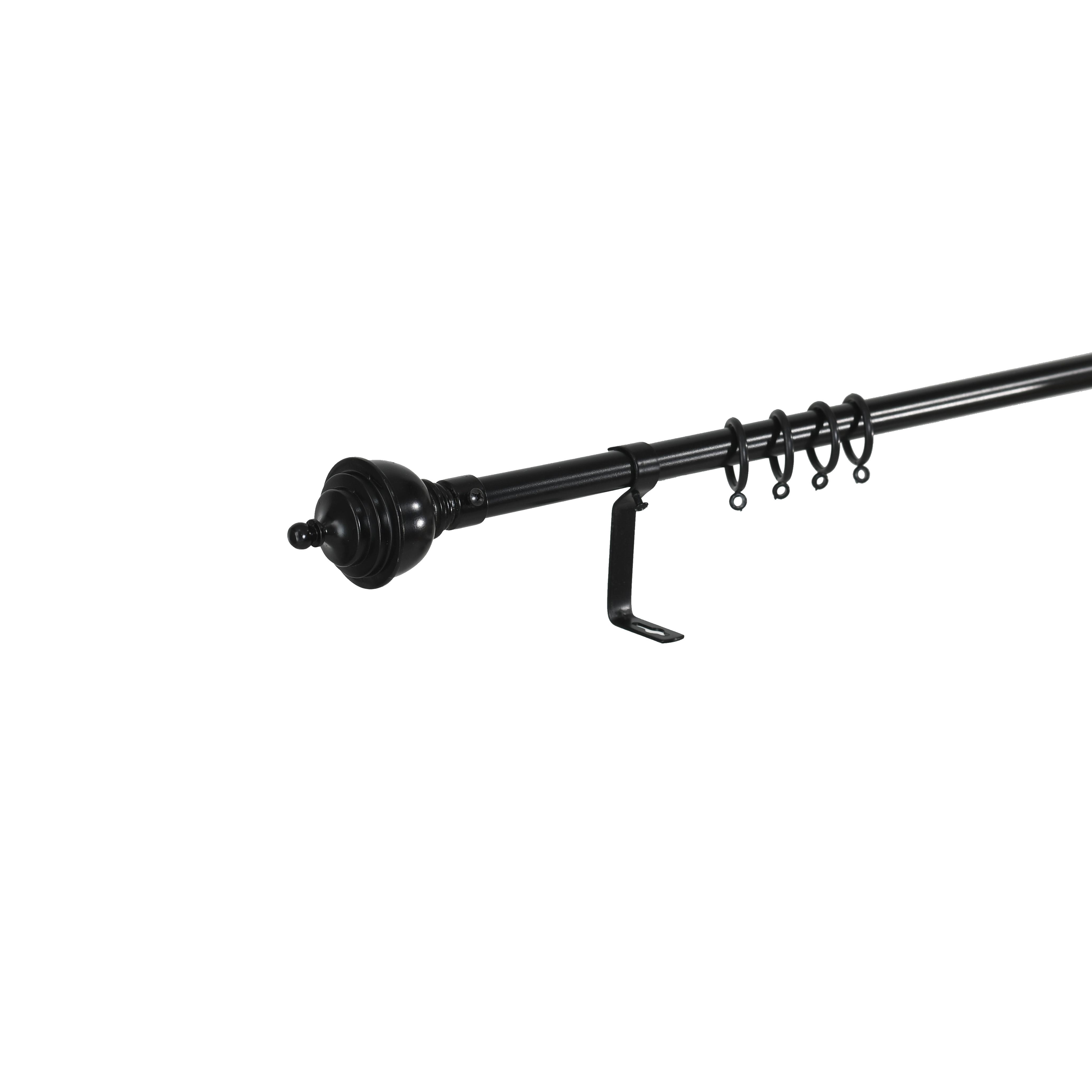 Barra Forja Extensible de Cortinas con terminales Bola Marrón,Diámetro 19mm ,Barra Cortinas con Soportes y Anillos de Plásticos para Salón o Dormitorio