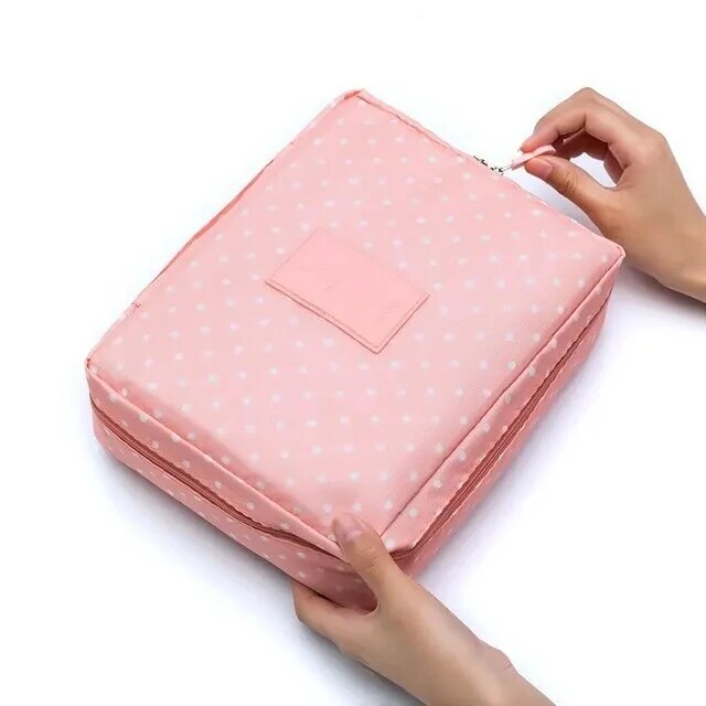 OmHome Portable Travel Makeup Bag Waterproof Multi Compartment Multifunctional Cosmetic Make Up Toiletry Organizer for Women and Girls