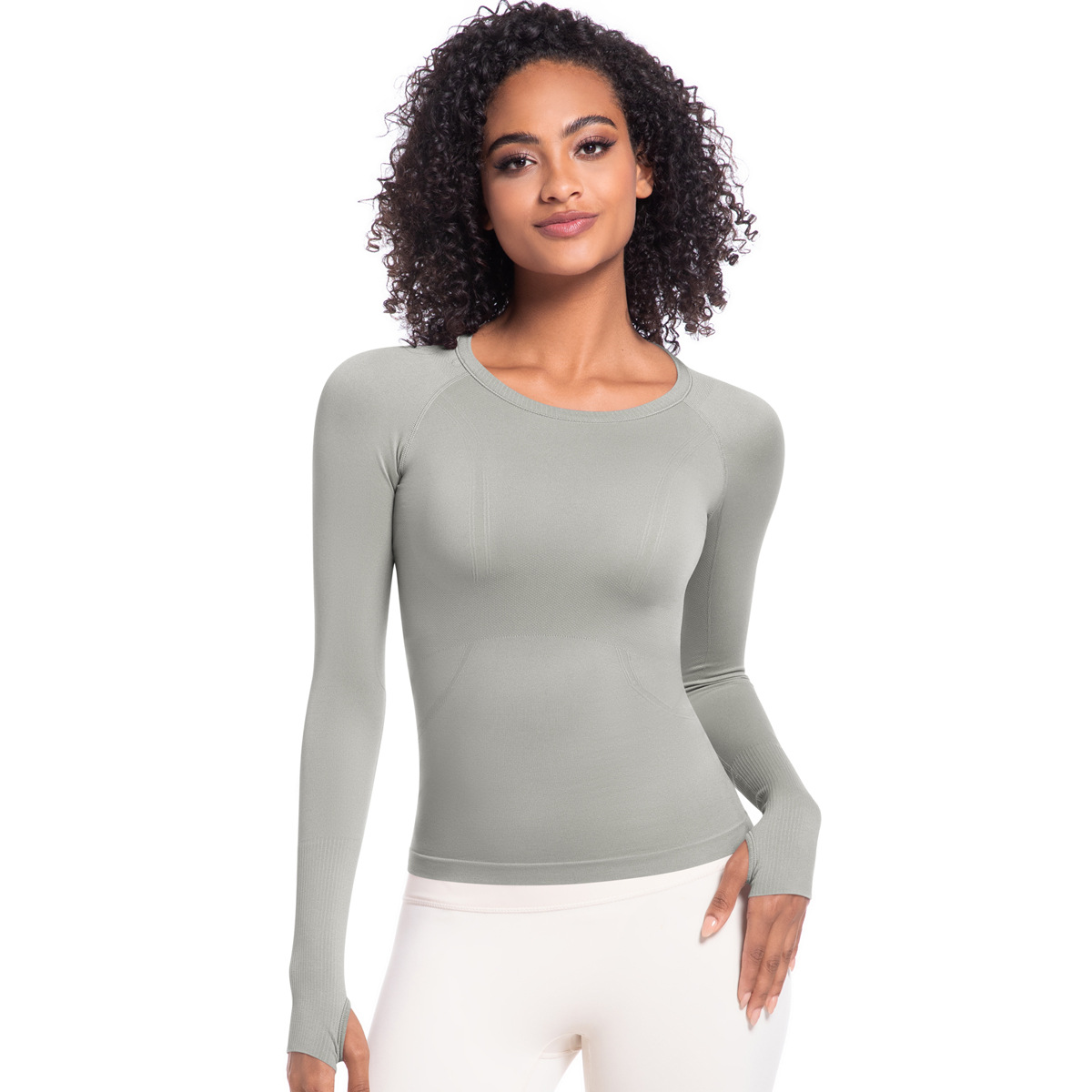 OmHO Camiseta de manga Larga para Mujer, Top de entrenamiento para Gimnasio transprado, ropa de entrenamiento para Mujer, ropa moldeadora Deportiva para Mujer