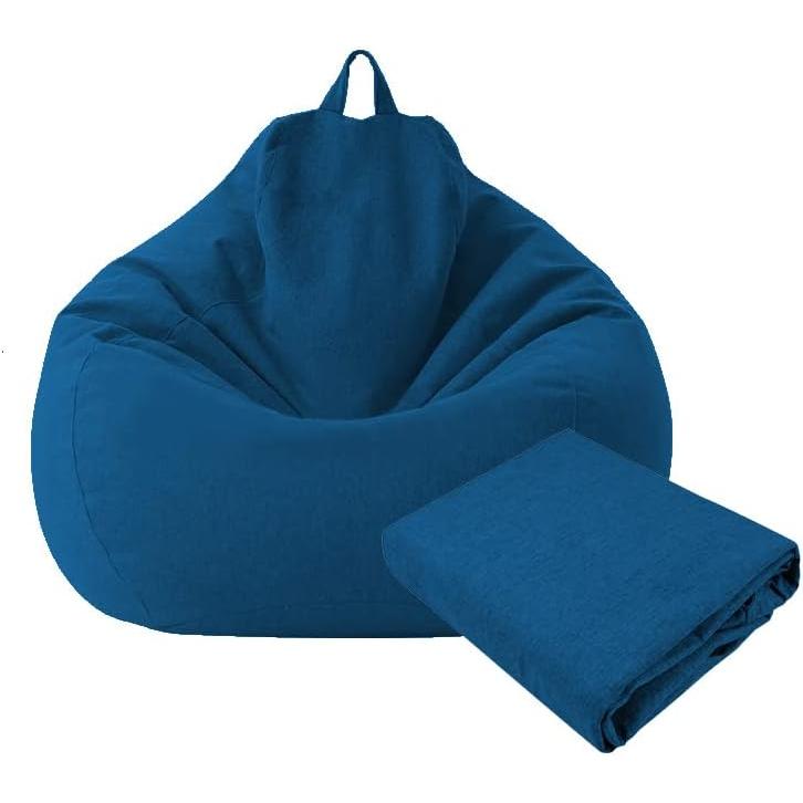 TK Beanbag Funda para sofá Lazy Recliner Funda para sofá Fundas para sillas de Tela Fundas para Sillas sin Barro Puf para asiento Puff Tatami Muebles de salón (Azul, 70 × 80 cm) SSIT