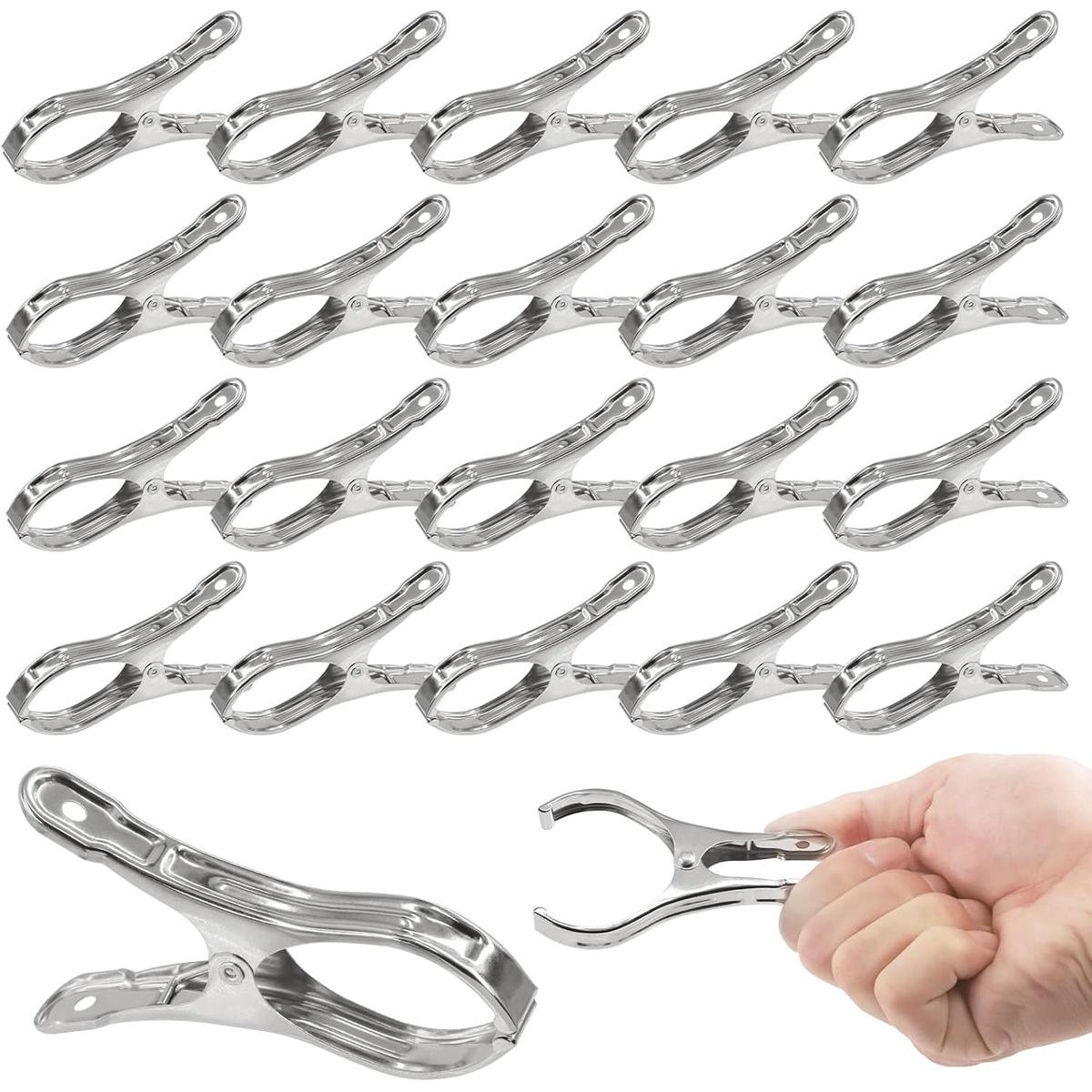 40 unidades - Pinza de acero inoxidable - Pinza para toalla de baño - Pinza para toalla - Pinza para ropa - Pinza para toalla de playa - Pinzas resistentes con gran apertura - Pinzas de agarre fuerte - Para cubiertas de plantas de invernadero, telas de so