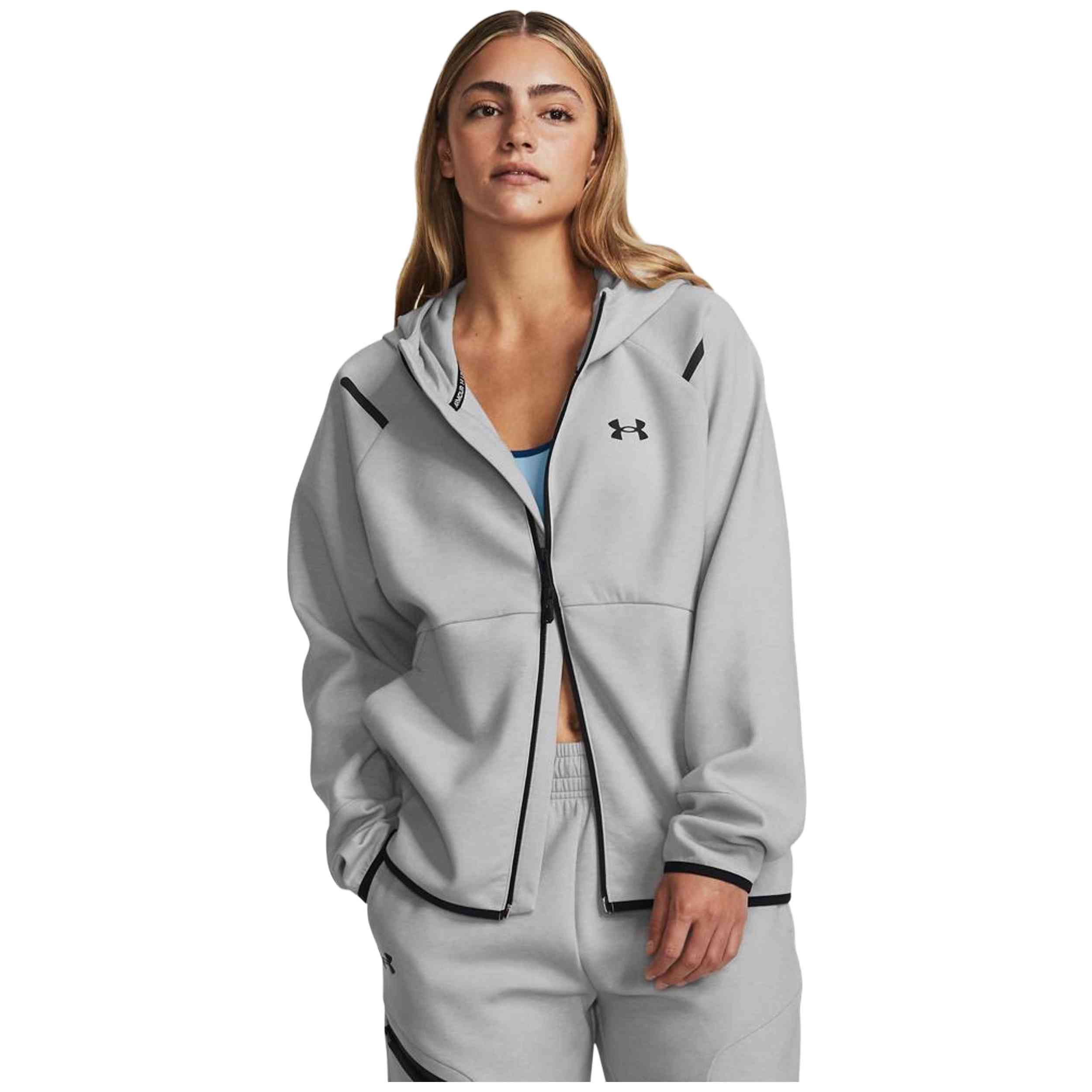 Sudadera Con Capucha Under Armour modelo UA Unstoppable Fleece "Light Grey" para Mujer en color Gris