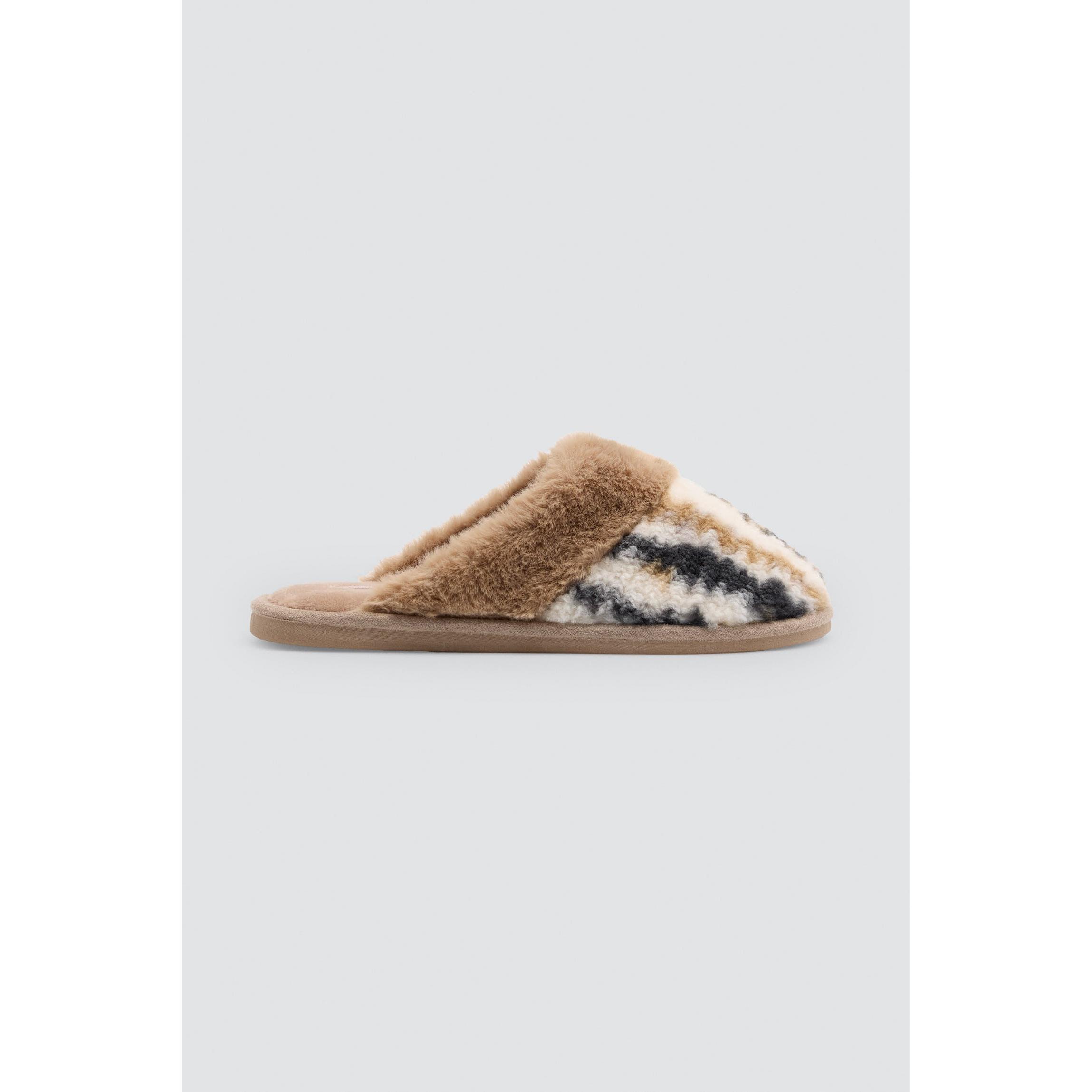 Ysabel Mora - Zapatillas de casa de pelo con estampado animal print