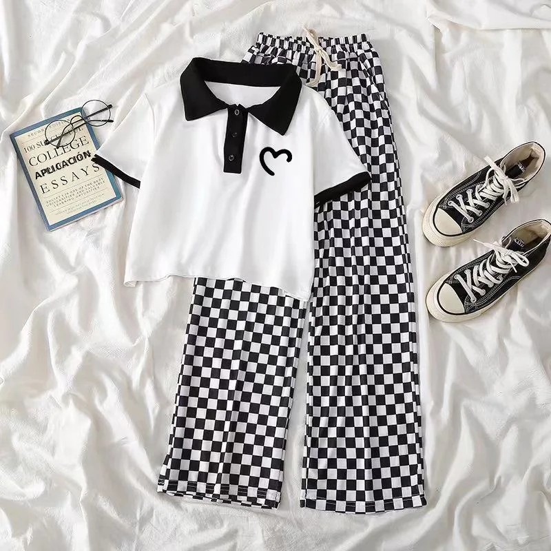 TK Conjunto De Ropa De Verano Para Niñas 7-13 Años Camiseta Con Letras + Pantalones 2 Piezas Moda Casual Ropa Infantil