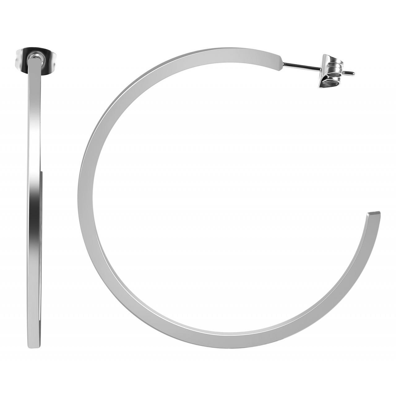 Akzent® Pendientes Meia Argola Prateados em Aço Inoxidável - 0114