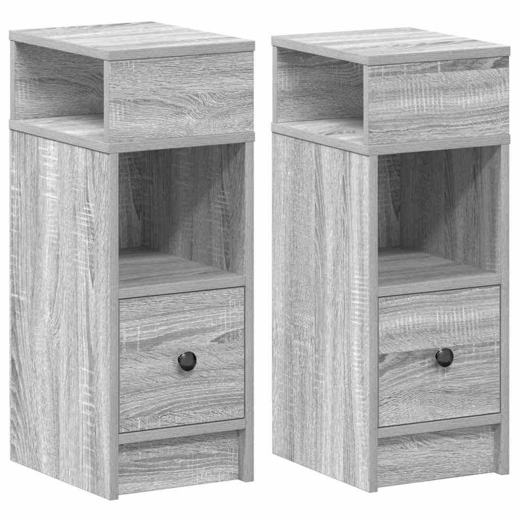 vidaXL Mesitas de noche (2 unidades) con cajón 25x31x66 cm Multicolor