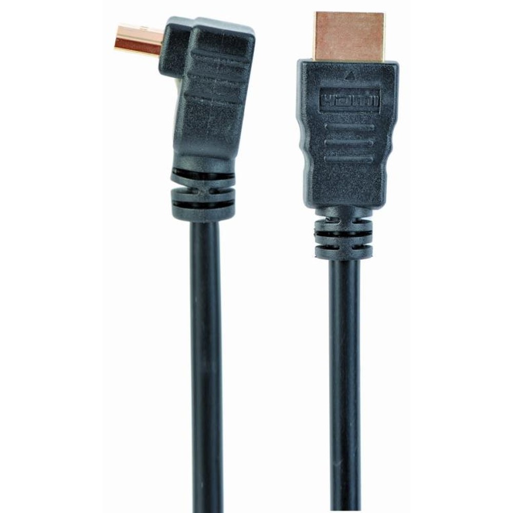 Gembird - Cable HDMI 2.0 Macho/Macho Acodado con ángulo de 90°, alta velocidad 10 Gbit/s, soporte 4K UHD 60 Hz y Ethernet, compatible con 3D y resoluciones hasta 4096×2160, color negro, longitud 3 m