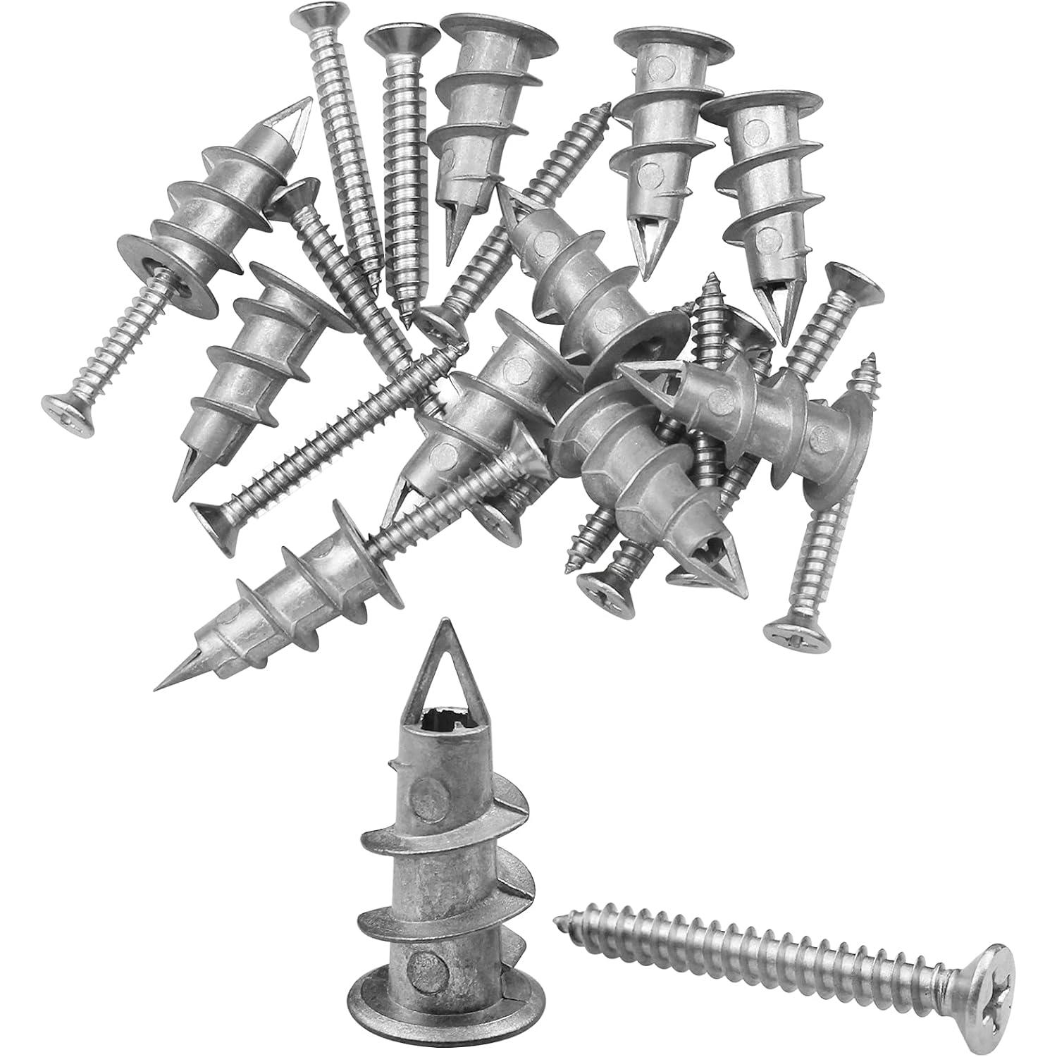 20 tacos para placas de yeso con 20 tornillos. Tacos de Pladur, Tacos de Yeso Autoperforante con 35mm Tornillos 20 Piezas Tacos para Hormigón para Carton Yeso Techo Reparar et Fasten