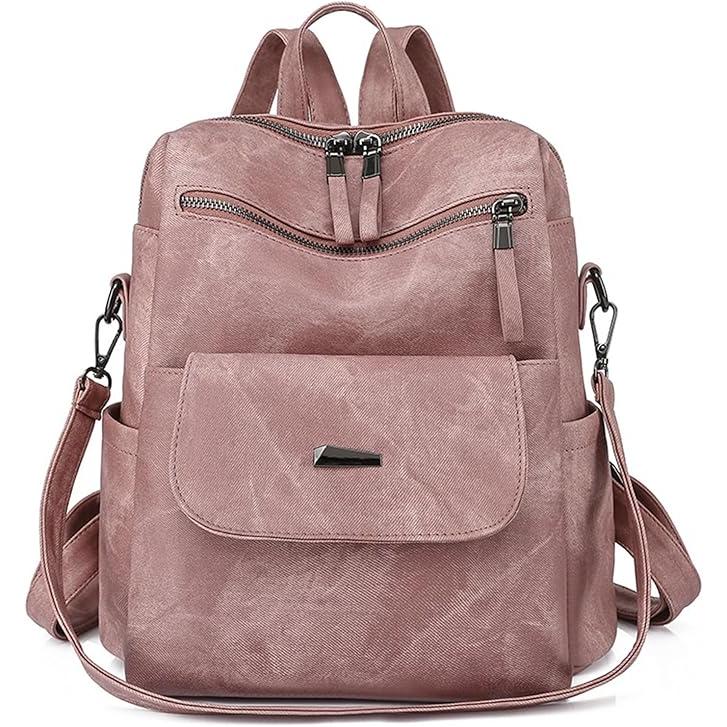 Mochila de cuero impermeable para mujer, bolso escolar de moda para bolso de mochila para mujer, bolso de mochila retro