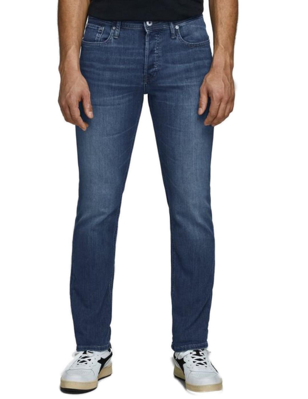 Vaquero Jack&Jones Gleen Noos Marino Hombre Slim Fit Elástico Desgastado 5 Bolsillos
