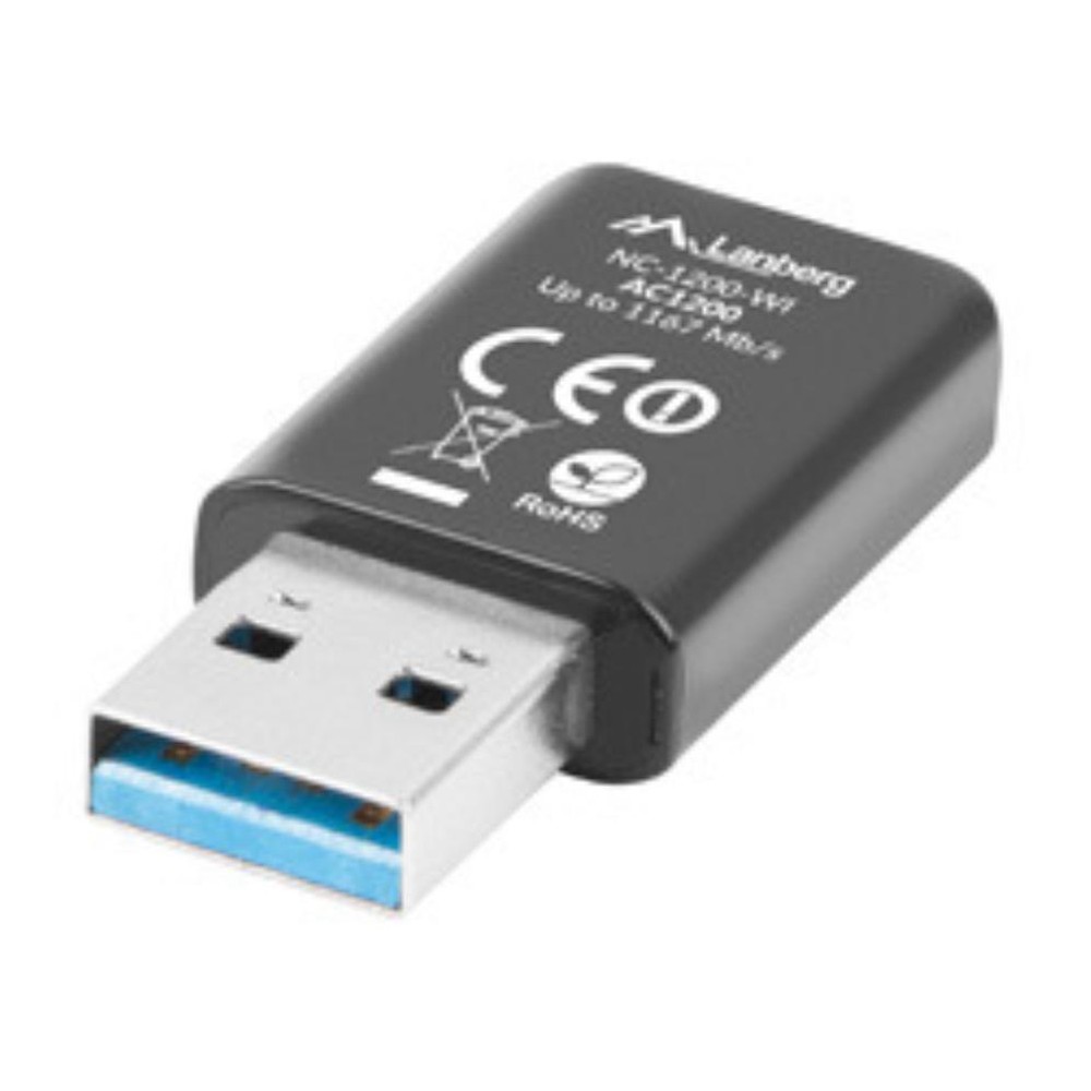 Lanberg - Adaptador WiFi USB inalámbrico NC-1200-WI hasta 5000 Mbit/s para conexión estable en streaming HD y gaming sin latencia, color negro