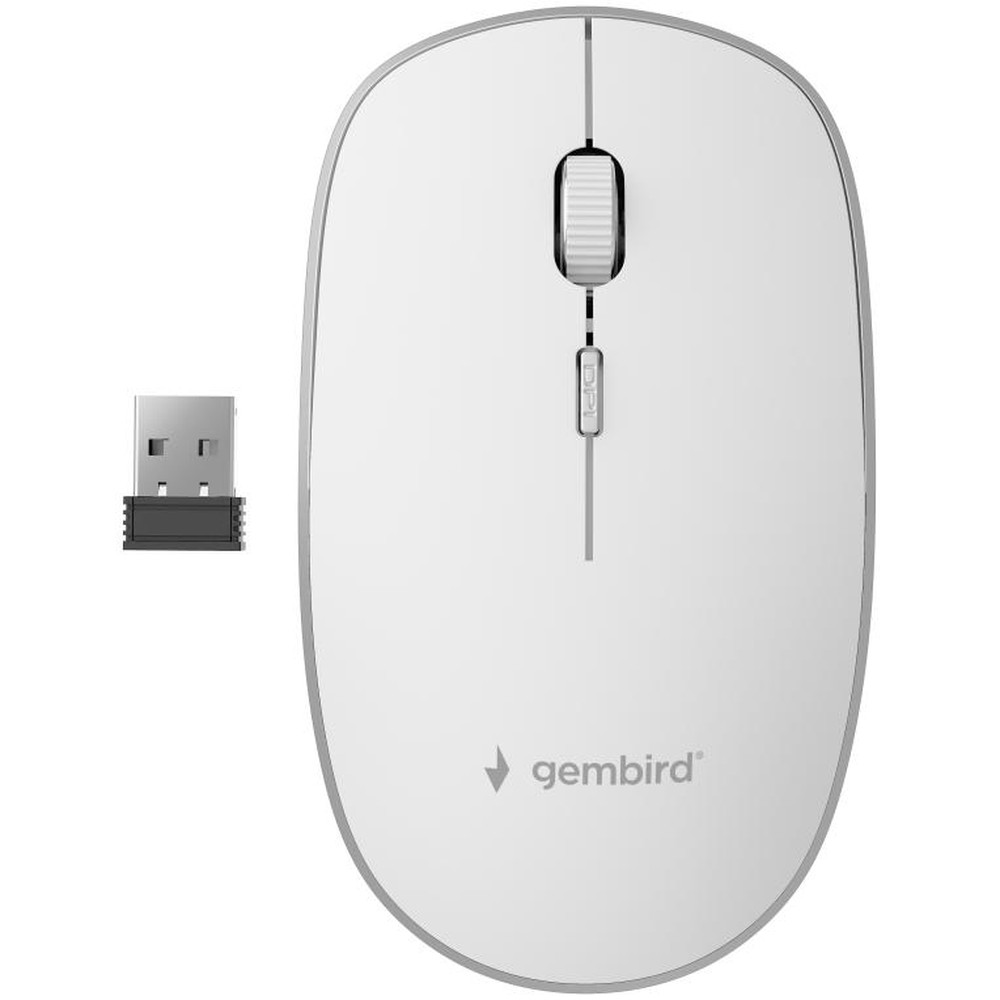 Gembird - Ratón óptico inalámbrico MUSW-4B-01-W con 4 botones, ajuste rápido de DPI (800–1600) y receptor Nanoreceptor USB para uso en oficina y trabajo diario