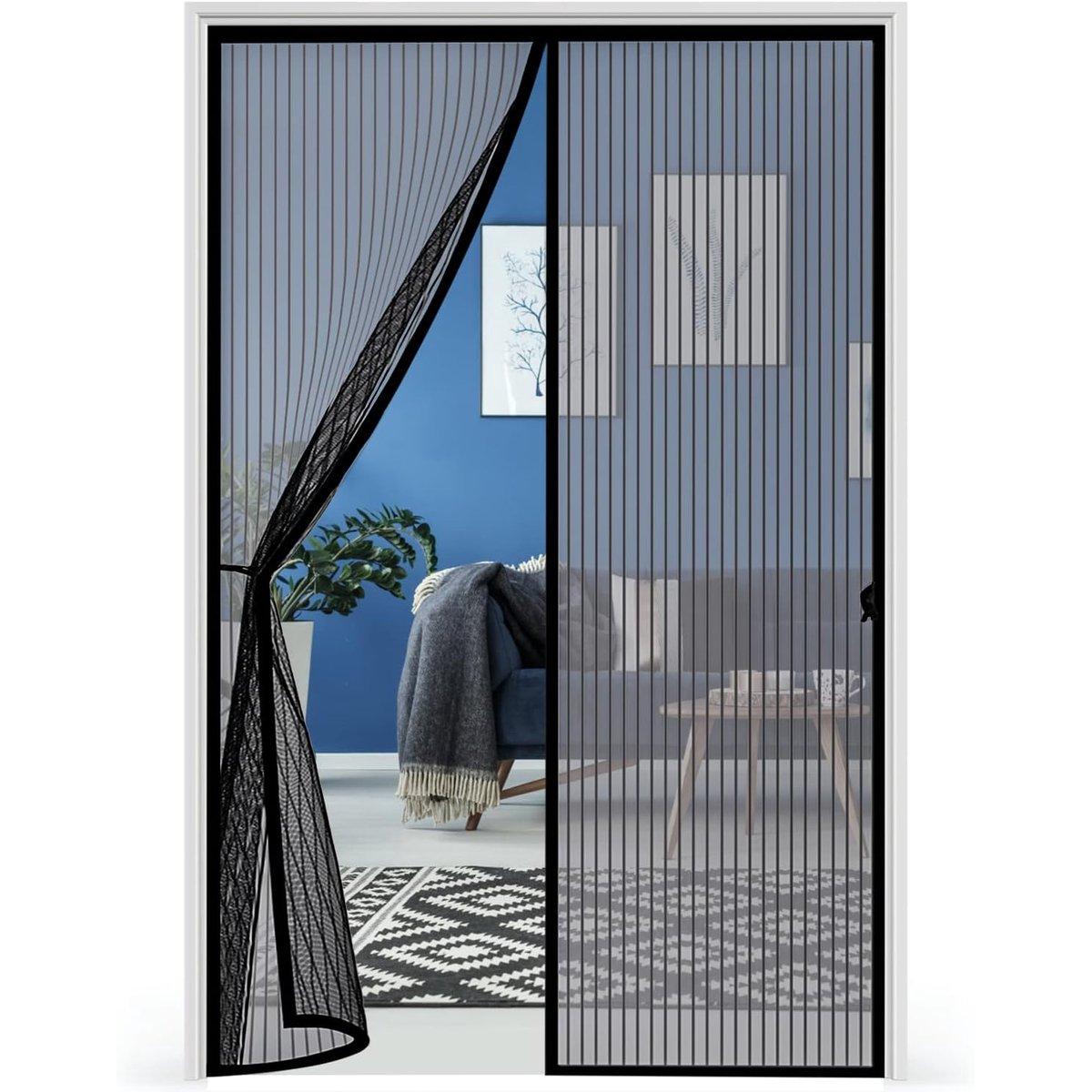 Om Home Mosquitera para puertas batientes de 100 x 200 cm, mosquitera magnética con cierre automático, mosquitera magnética para puertas batientes