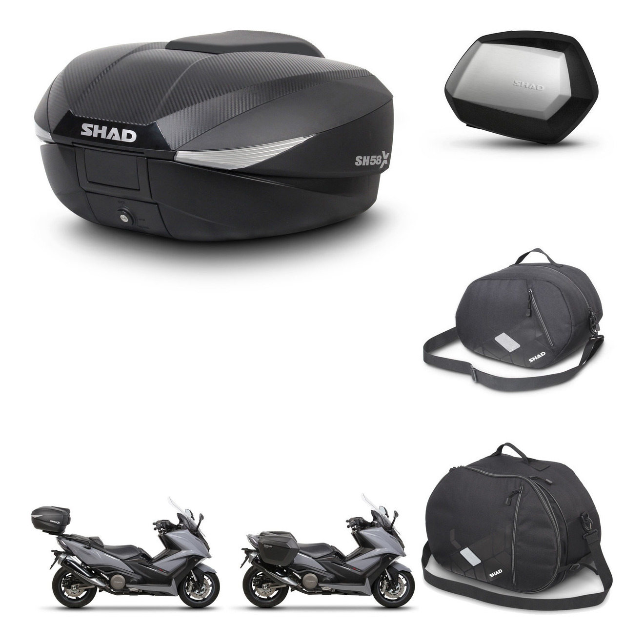 Maletas Laterales + Baul Trasero + Accesorios + Herraje 3P + Herraje Montaje Sh58x Sc Sh35 Premium KIT-260133