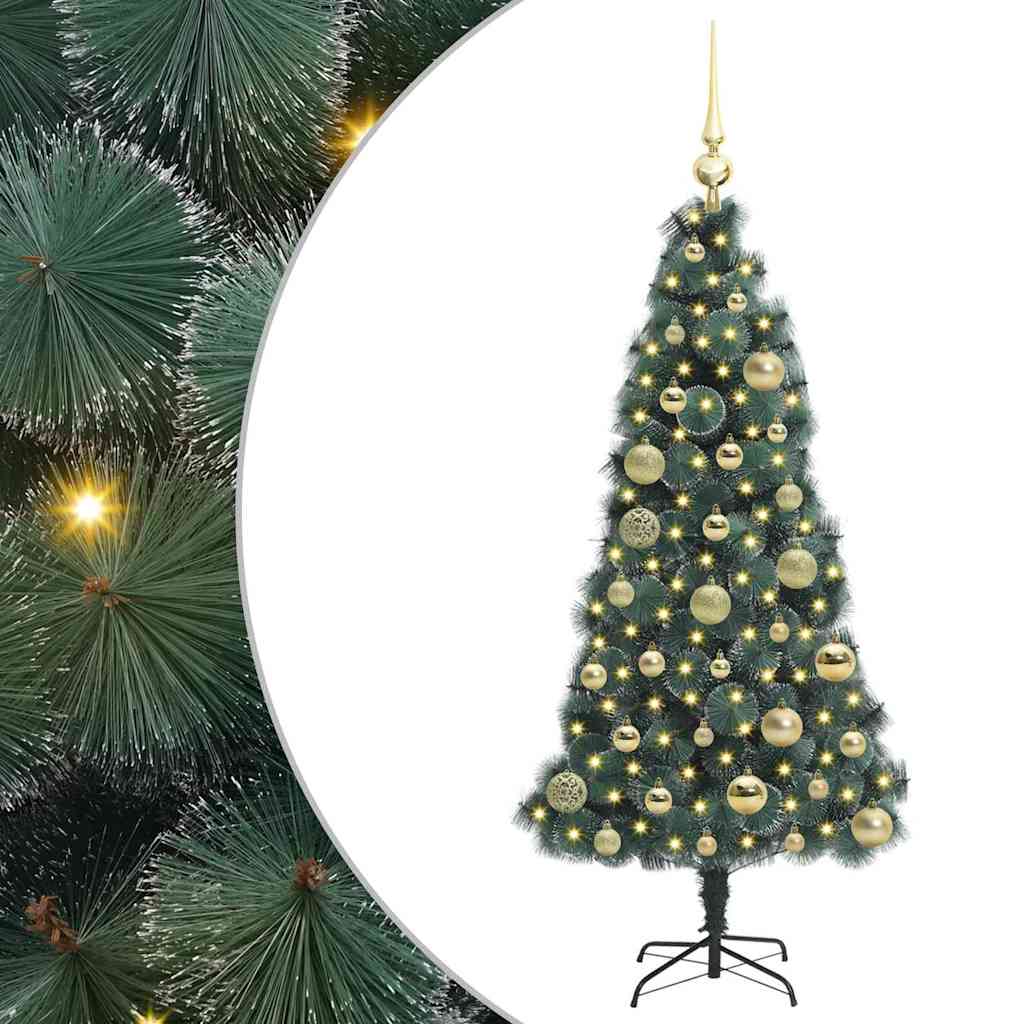 vidaXL Árbol de Navidad artificial preiluminado con juego de bolas PET Multicolor