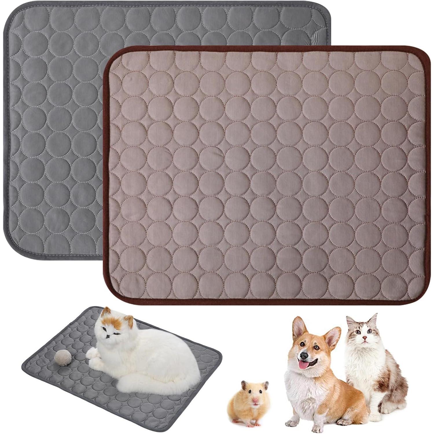 Alfombra Refrescante para Perro Gato, 2 Pieza Auto Refrigerante No Tóxico Alfombra de, Auto Enfriamiento Manta de Dormir Fresco（50 * 40 cm）