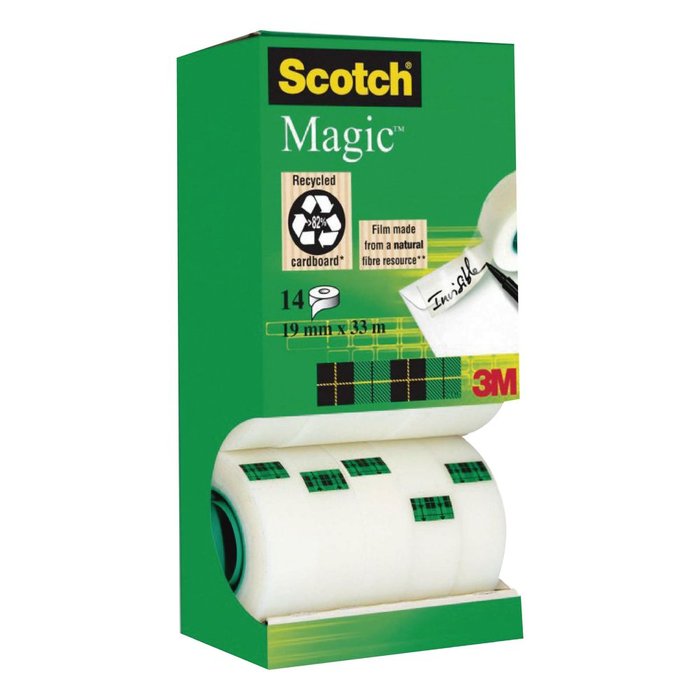 SCOTCH CINTA ADHESIVA INVISIBLE SCOTCH 19X33 P.14U VARIOS PAPELERIA 21x10x7 Cms.