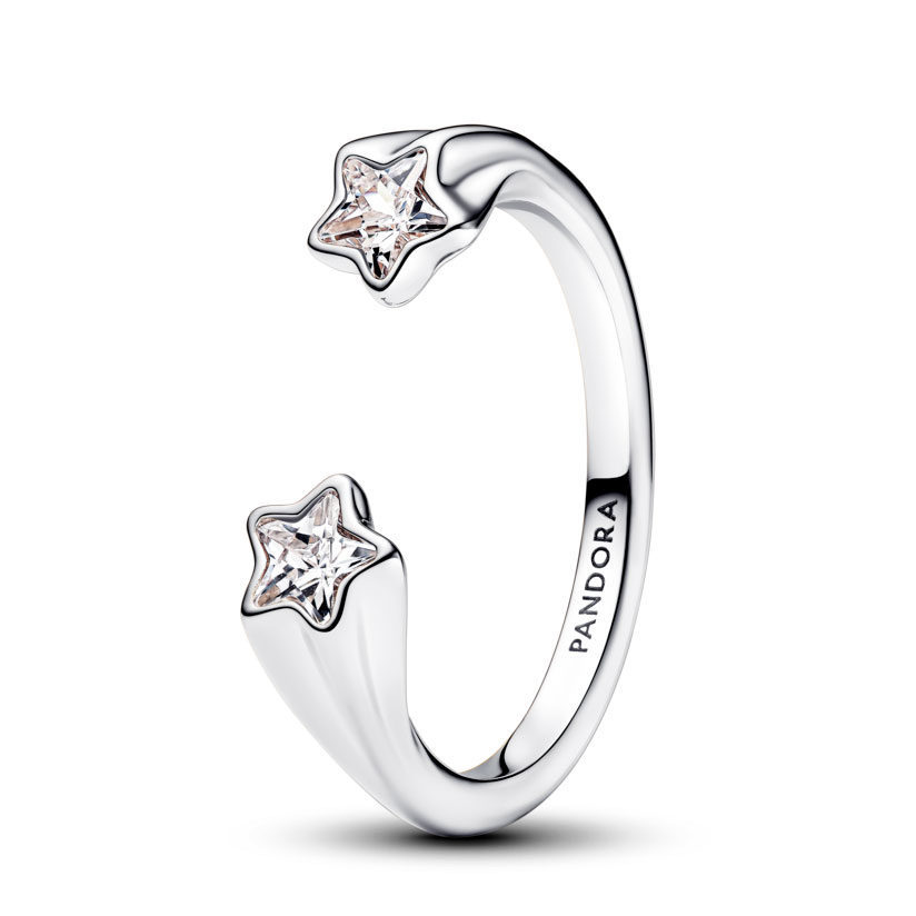Pandora Anillo Abierto en plata de ley Estrellas Fugaces 193582C01 , para Mujer