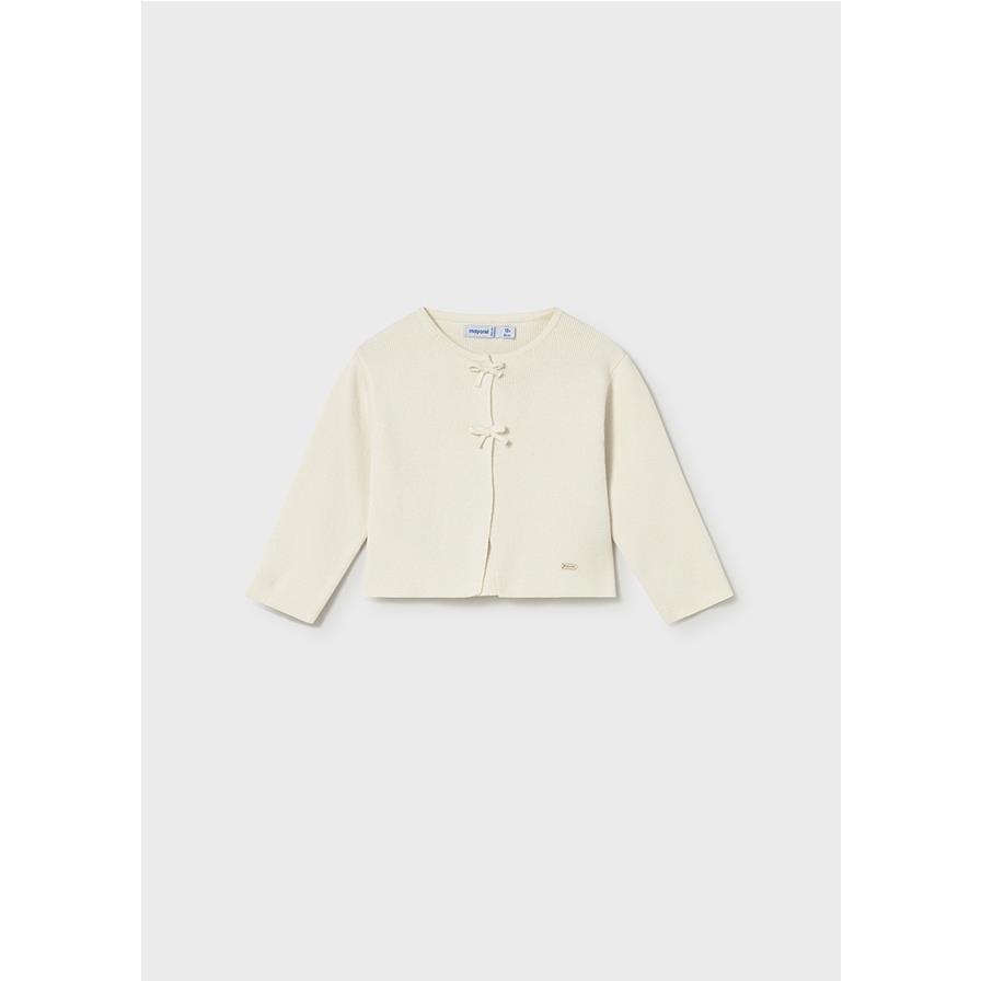 Mayoral - Rebeca tricot larga para niña de punto suave color beige estilo clásico abrigo infantil