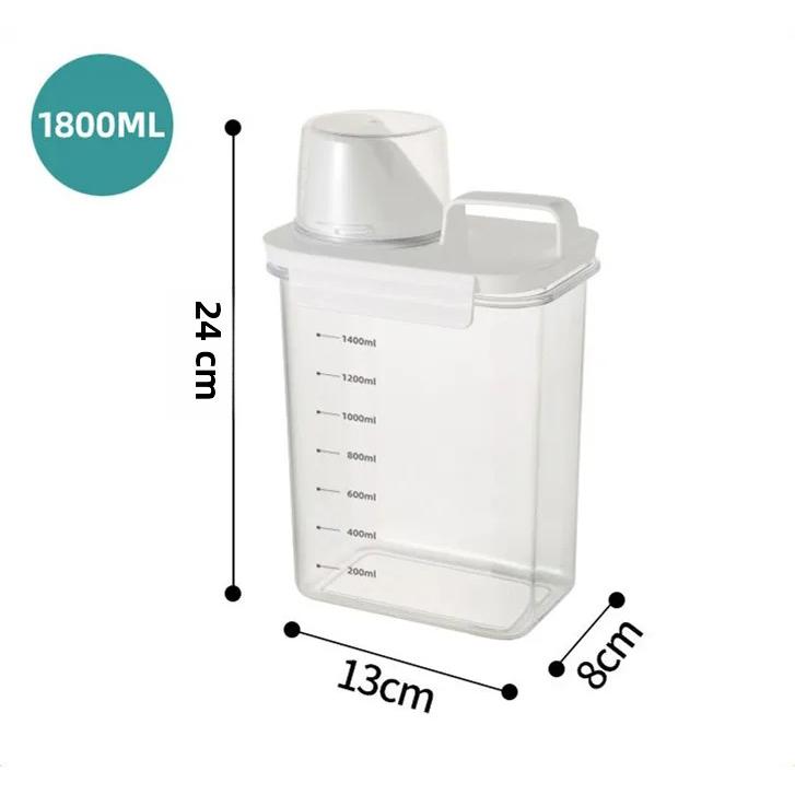 TK Dispensador De Detergente De Lavandería Recargable Caja De Almacenamiento De Polvo Transparente Contenedor De Softener Bleach Para Líquido Con Escala