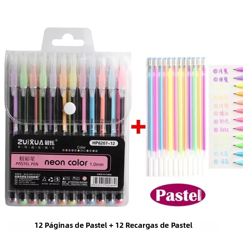 TK 12/24Pcs Rotuladores De Gel Metálicos Con Colores De Brillo Para Escuela Oficina Adultos Libros De Colorear Diarios Arte Marcadores Promoción