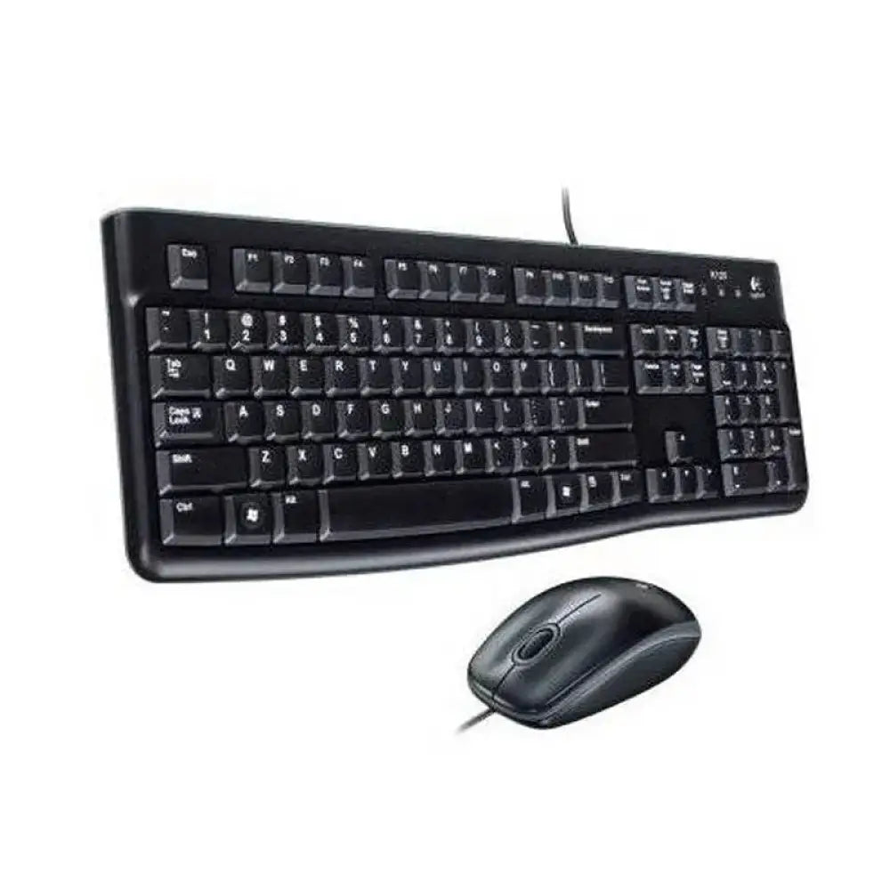 Logitech - Combo teclado y ratón MK120 USB plug-and-play con diseño ergonómico, resistente a salpicaduras y teclas silenciosas para escritorio