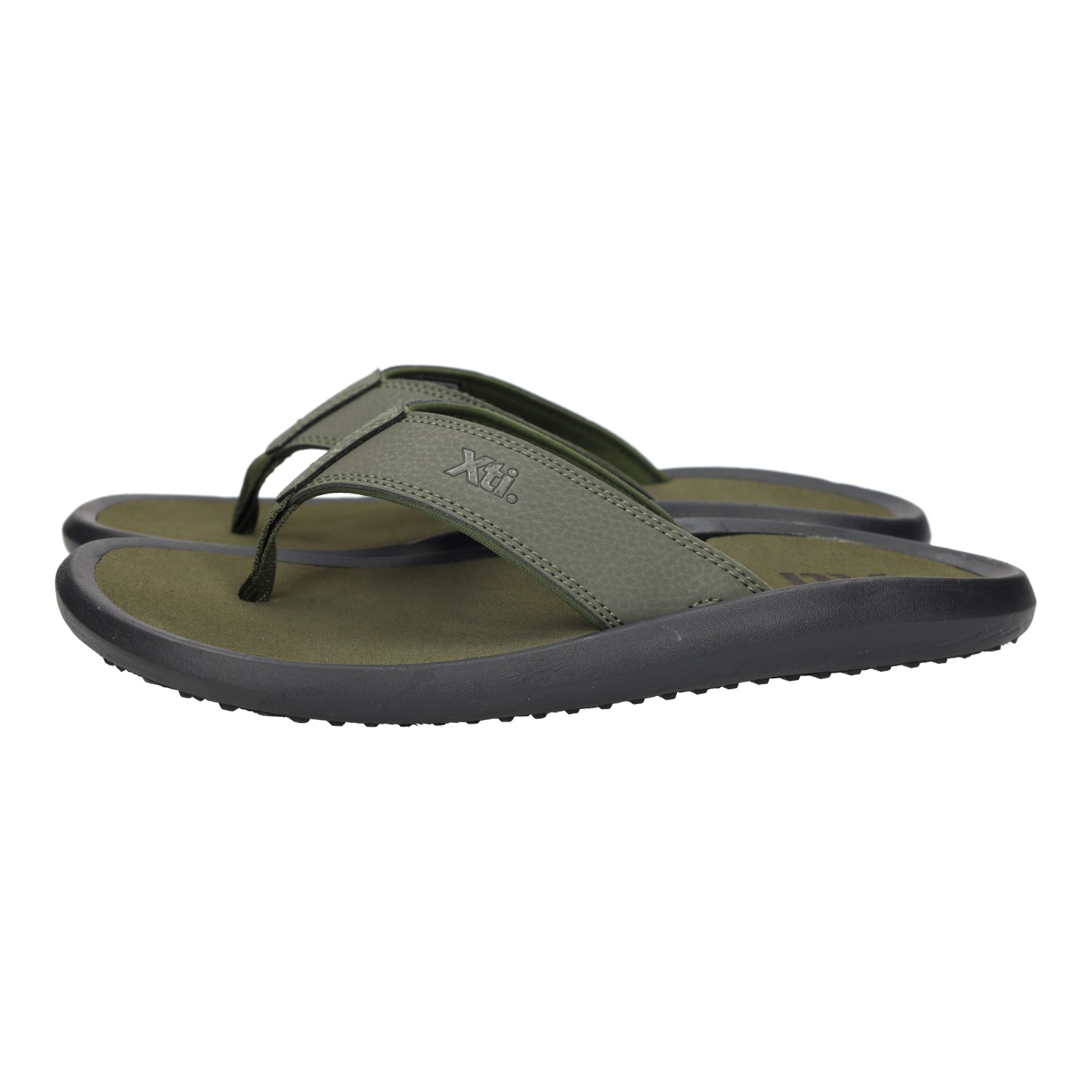 Sandalias marca XTI para hombre en color kaki. Chanclas de dedo en color kaki, suaves, comodas y ligeras, chanclas de goma para playa o piscina