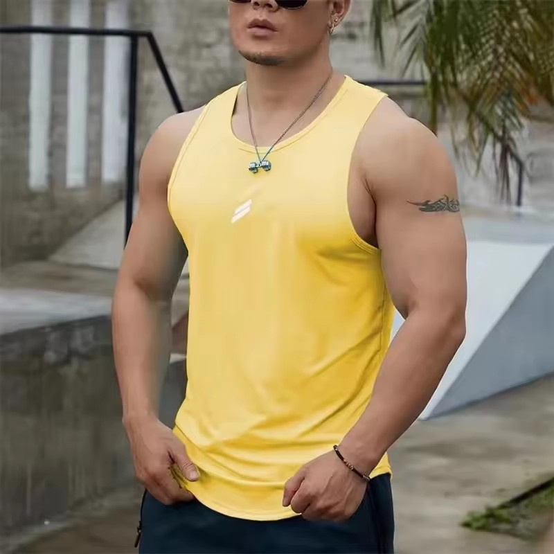 TK Camiseta De Hombre Verano 2025 Casual Redonda Malla Entrenamiento Rápido Secado Top Deportivo Fitness Sin Mangas Chaleco