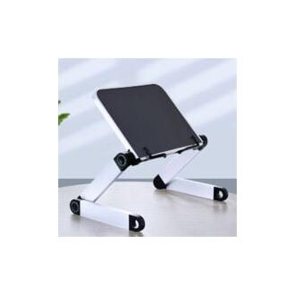 OmHO Atril de lectura negro con bandeja con inclinación ajustable de 360 grados, altura y ángulo ajustables, soporte plegable portátil para la mayoría de libros de papel, tabletas y recetas.