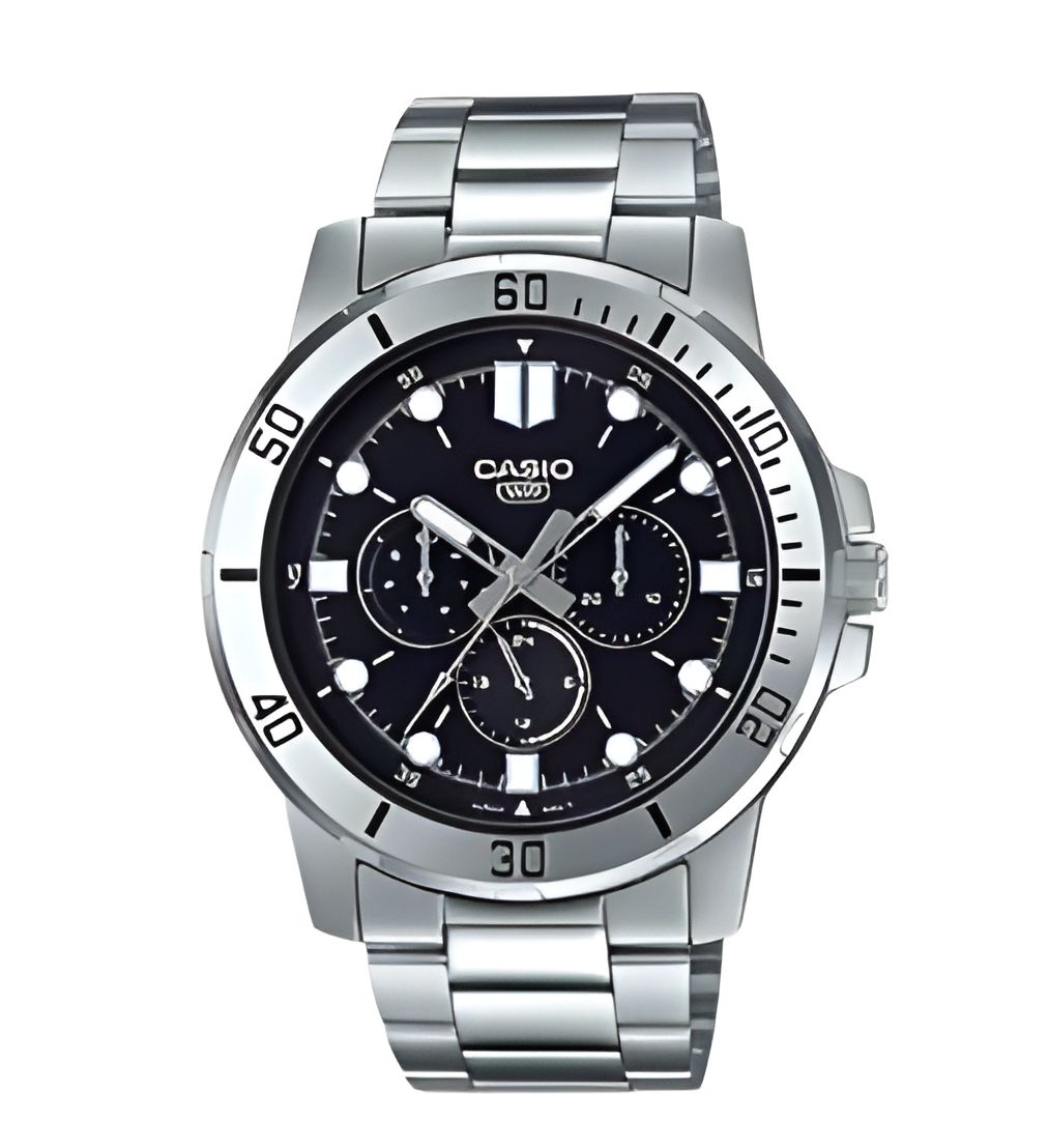 reloj cronógrafo analógico hombre Casio MTP-VD300D-1E 45mm correa de acero