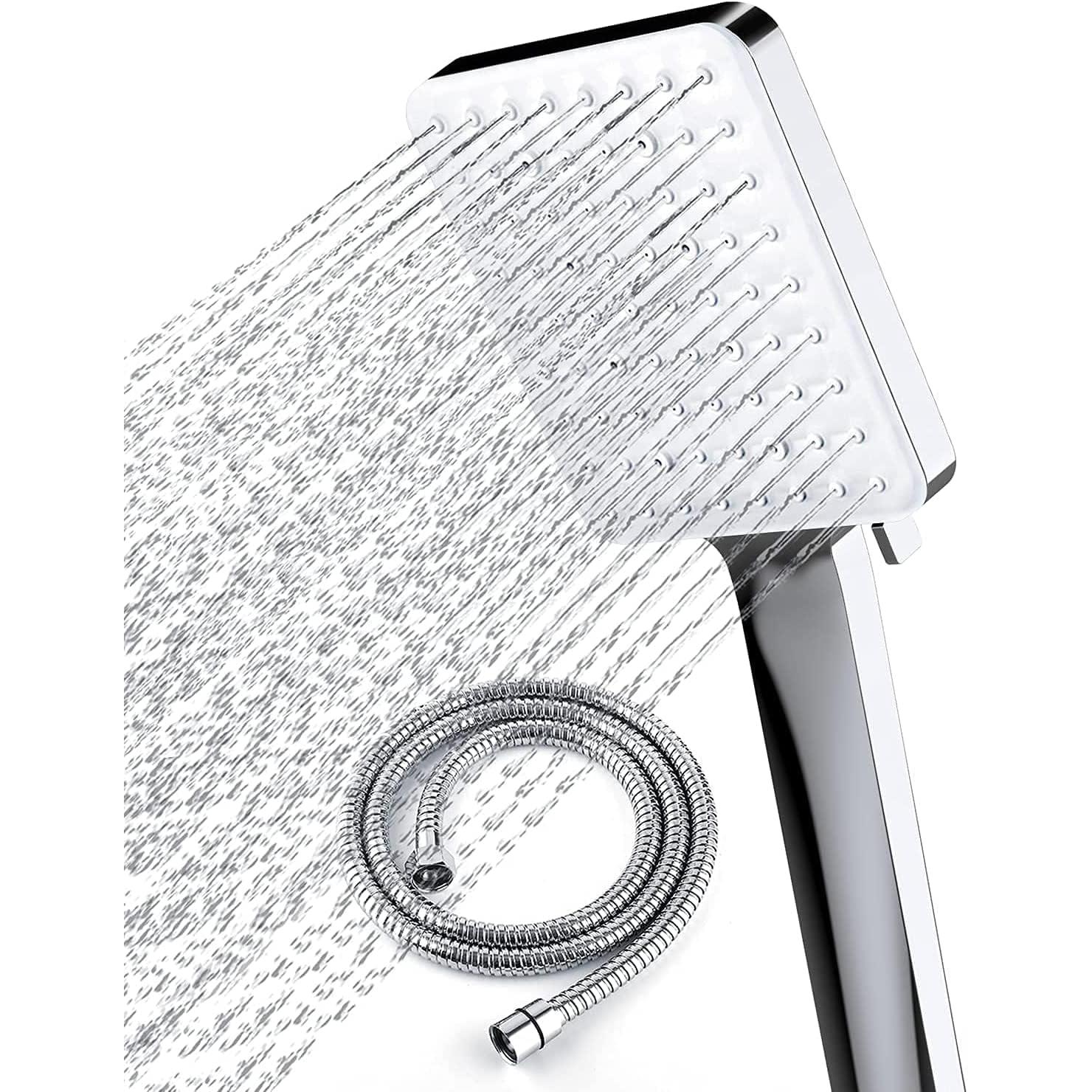 TK Shower Head and Hose Six Modes, High Pressure Shower Heads with Hose Set 1.5m, Fixed Power Shower Head for Low Pressure