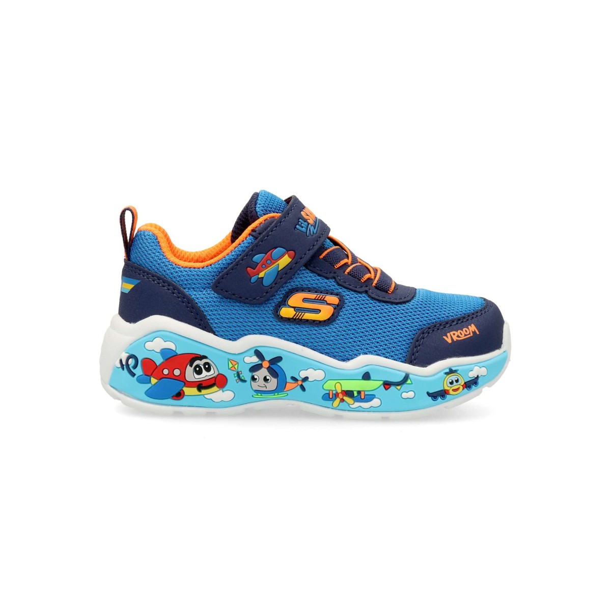 Skechers - Zapatillas deportivas Play Scene para niño, con parte superior de malla y material sintético, cordones elásticos y correa ajustable en el empeine
